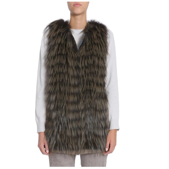 FABIANA FILIPPI DOWN JACKET VEST FOX FUR - Picture 1 of 14